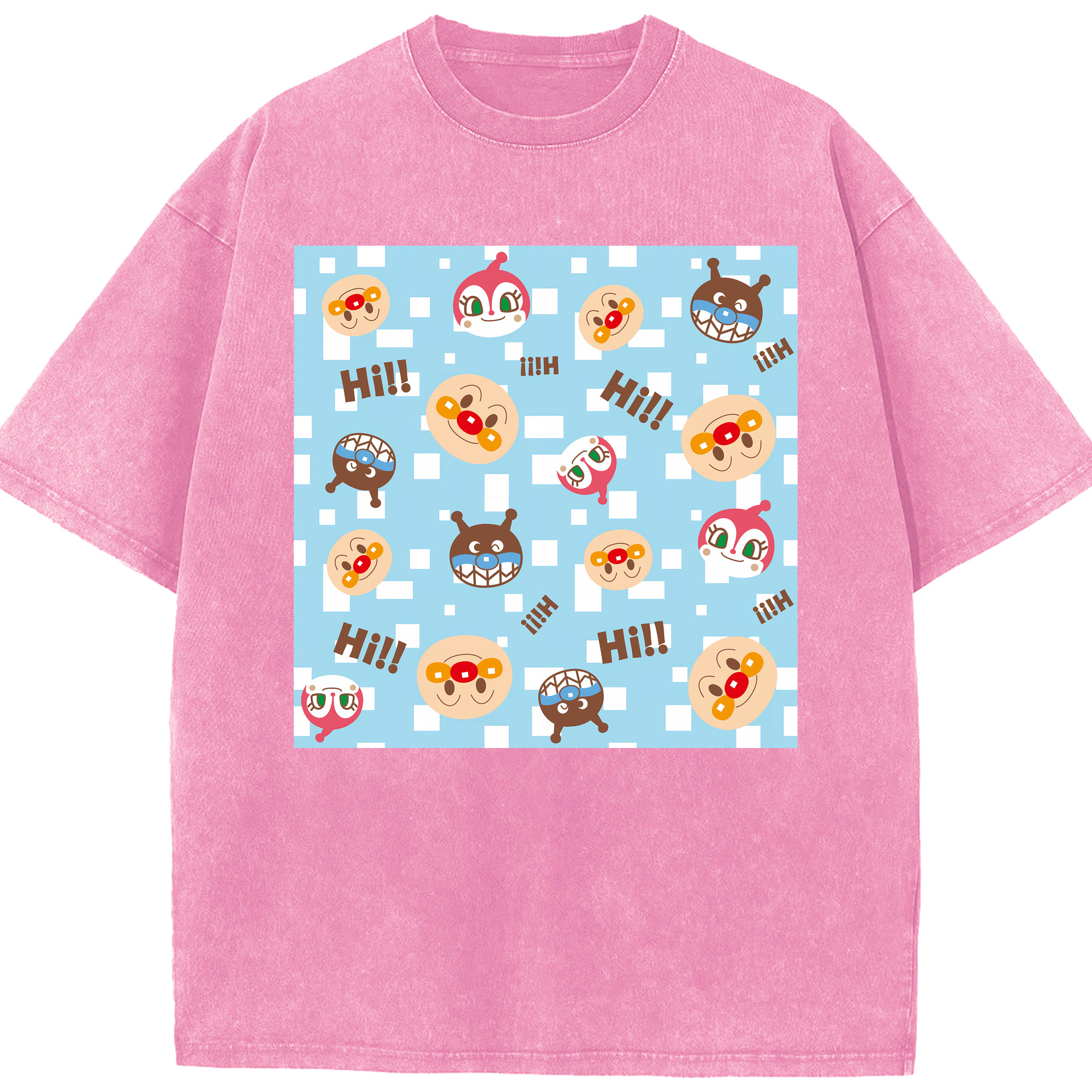 （画像用） アンパンマン Anpanman 綿100% ヴィンテージ風 半袖Tシャツ（フロントプリント）